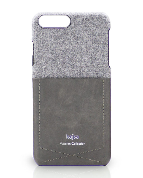 Apple iPhone 8 Schutz Hülle Case Wolle Grau mit Tasche
