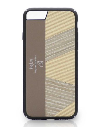 Eine Beige Schutzhülle Case aus echtem Holz kombiniert mit echtem Leder für das iPhone 8 Plus, das iPhone 8, das iPhone 7 und das iPhone 7 Plus.