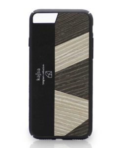 Echt Holz Echt Leder Schutzhülle Case Schwarz Weiß für das iPhone 8 und iPhone 7 Plus