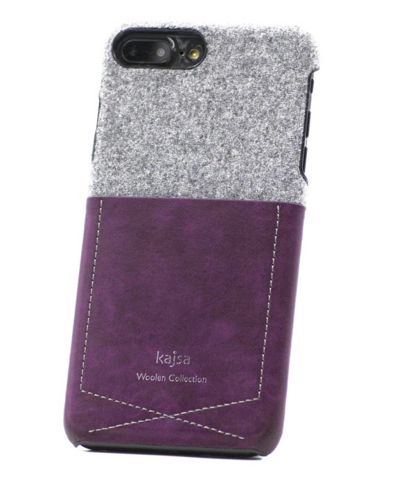 Echt Wolle Leder Schutzhülle Case Lila für das iPhone 8 und iPhone 7 Plus